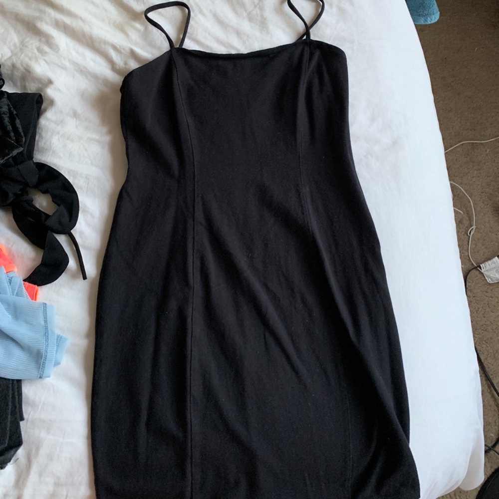 Black mini dress with seams